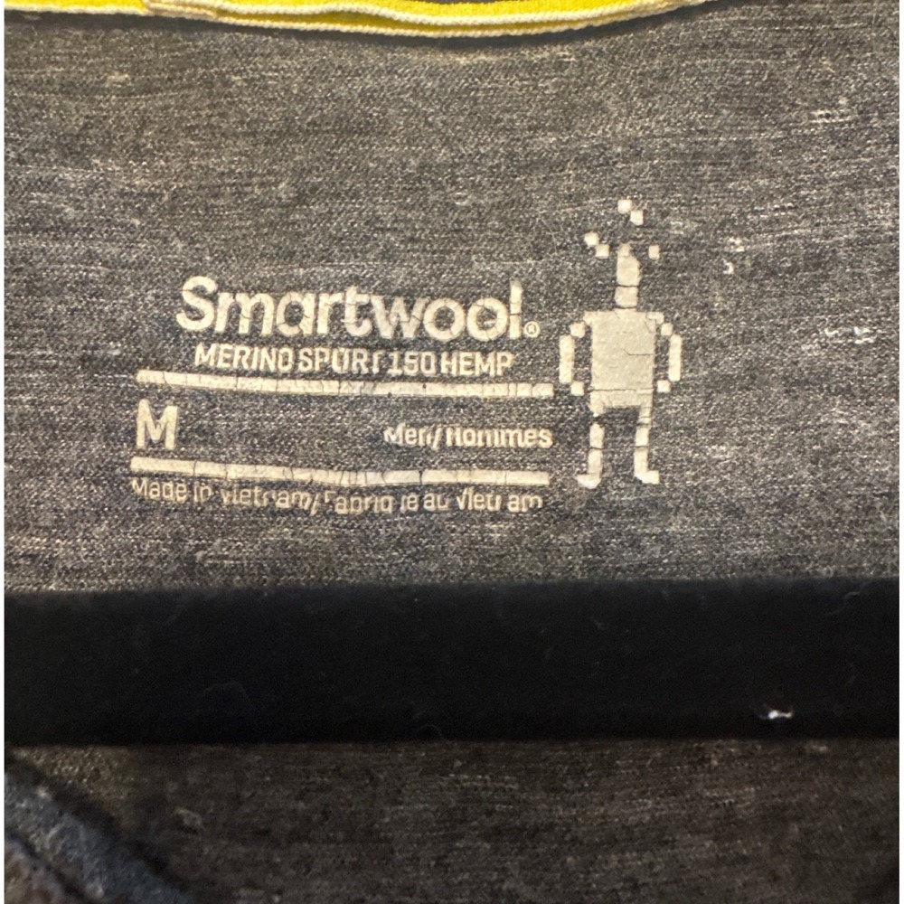 Smartwool Henley Shirt Mens M Gray Merino Sport 150 Hemp Short Sleeve Hiking - Picture 3 of 6
